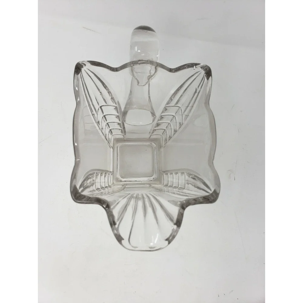 Vtg Clear and Frosted Glass Water Pitcher Cut Glass Depression 7